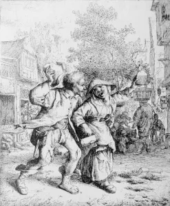 Rowdy Gallery: The Drunken Couple, 1685. Creator: Cornelis Dusart