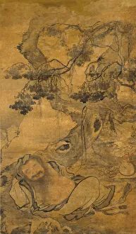 Immortal Prints: Drunken Immortal beneath an old tree, early 16th century. Creator: Chen Zihe