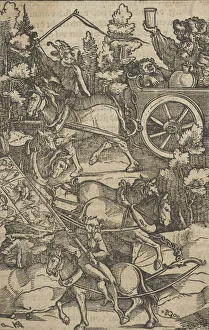 Hans Von Prints: The Drunken Man on a Chariot on his Way to Hell, from Hymmelwagen auff dem, wer wol lebt