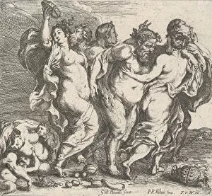 Bacchanalian Gallery: The drunken Silenus, accompanied by nymphs and satyrs, 1632. Creator: Willem Panneels