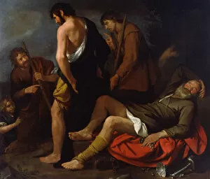Ararat Gallery: Drunkenness of Noah, 1630-1640. Artist: De Ferrari, Giovanni Andrea (1598-1669)