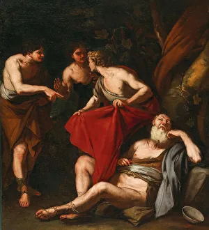 Mount Ararat Prints: The Drunkenness of Noah, ca 1665. Creator: Giordano, Luca (1632-1705)