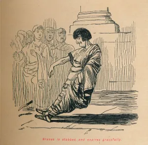 Drusus is stabbed, and expires gracefully, 1852. Artist: John Leech Drusus is stabbed, and expires gracefully, 1852. Artist: John Leech