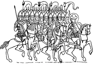 Slavs Prints: Druzhina of Prince Boris (From the Tale of Saints Boris and Gleb). Artist: Anonymous