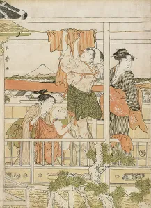 Multitasking Prints: Drying Clothes (Monohoshi), Japan, c. 1790. Creator: Kitagawa Utamaro