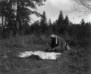 Subsistence Prints: Drying Piahe-Yakima, 1909, c1910. Creator: Edward Sheriff Curtis