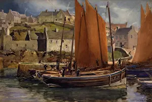 Aberdeen Art Gallery Museums Prints: Drying the Sails, Portsoy, 1907. Creator: William Grant Murray