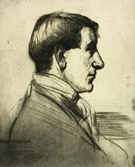 Cravat Gallery: Drypoint Number Four: Portrait, 1909. Creator: Donald Shaw MacLaughlan