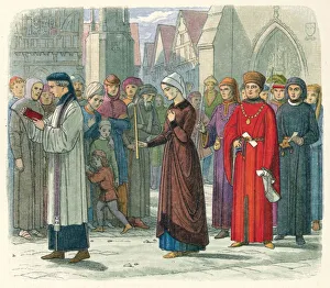 Duchess Prints: The Duchess of Gloucester does penance, 1441 (1864). Artist: James William Edmund Doyle
