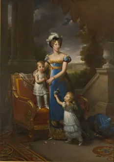 Duchesse de Berry with children Louise Marie Therese d Artois and Henri d Artois, 1822. Artist: Gerard, Francois Pascal Simon (1770-1837)
