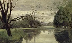Cloudy Prints: The duck Pond, 1855/1860. Creator: Jean-Baptiste-Camille Corot