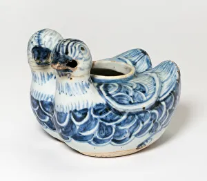 Underglaze Blue Gallery: Duck-Shaped Ewer, Ming dynasty (1368-1644), 15th century. Creator: Unknown