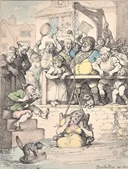 Ridicule Prints: Ducking a Scold, April 12, 1803. April 12, 1803. Creator: Thomas Rowlandson