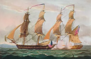 Us Navy Prints: A Duel Between Brigs, c1817. Artist: Thomas Whitcombe