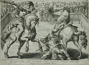 Henry Goltzius Prints: A Duel on Horseback, c1578. Creator: Hendrik Goltzius