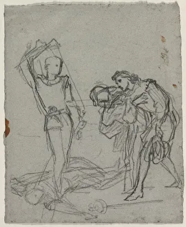 Duel after the Masked Ball (recto), c. 1857. Creator: Thomas Couture (French, 1815-1879)