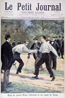 Duelling Gallery: Duel between Prince Henri d Orleans and the Comte de Turin, 1897. Artist: F Meaulle
