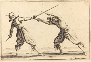 Duel Prints: Duel with Swords and Daggers, c. 1617. Creator: Jacques Callot