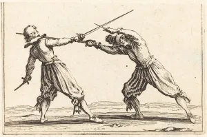 Duel Prints: Duel with Swords and Daggers, c. 1622. Creator: Jacques Callot