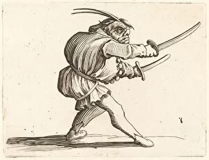 Duelling Gallery: Duellist with Two Sabers, c. 1622. Creator: Jacques Callot
