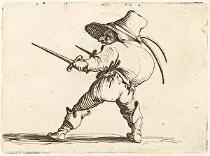Duelling Gallery: Duellist with Sword and Dagger, c. 1622. Creator: Jacques Callot