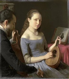 Mandolin Prints: The Duet, 1830-1850. Creator: Charles van Beveren