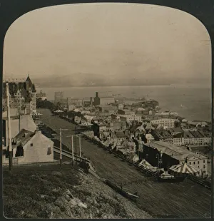 Quebec Prints: Dufferin Terrace, Old Town and St. Lawrence River from the Citadel, Quebec, Canada, 1906