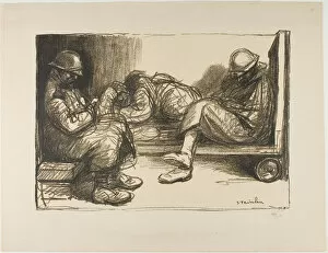 Dugout Gallery: In the Dugout, 1915 / 17. Creator: Theophile Alexandre Steinlen
