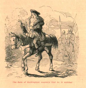 Buckingham Gallery: The Duke of Buckingham suspects that he is watched, 1897. Creator: John Leech