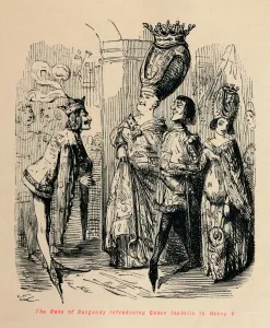 The Duke of Burgundy introducing Queen Isabella to Henry V, c1860, (c1860). Artist: John Leech The Duke of Burgundy introducing Queen Isabella to Henry V, c1860, (c1860). Artist: John Leech