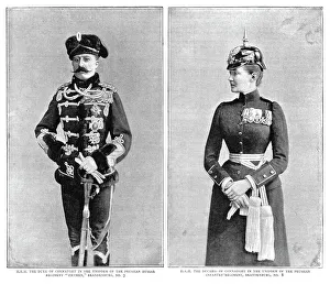 Connaught Duke Of Prints: The Duke and Duchess of Connaught in Prussian Military Uniforms, 1890. Creator: Unknown