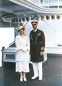 Queen Consort Elizabeth Prints: The Duke and Duchess of York aboard HMY Victoria and Albert