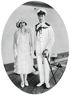 The Duke and Duchess of York on board HMS Renown, Malta, 1927, (1937)