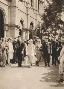 The Duke and Duchess of York and Queen Elizabeth leaving a reception in Brisbane, 1927 The Duke and Duchess of York and Queen Elizabeth leaving a reception in Brisbane, 1927