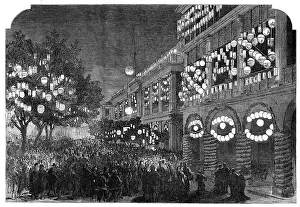 Saxe Coburg And Gotha Duke Of Prints: The Duke of Edinburgh in China: the Hong-Kong Club illuminated, 1870. Creator: Unknown
