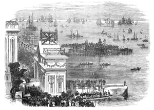 Junk Prints: The Duke of Edinburgh in China: landing of the Prince at Hong-Kong, 1870. Creator: Unknown