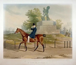 The Duke of Wellington riding past the Achilles statue in Hyde Park, London, 1844