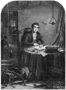 Dispatch Prints: The Duke of Wellington writing the despatches after the Battle of Waterloo, 1815, 1852