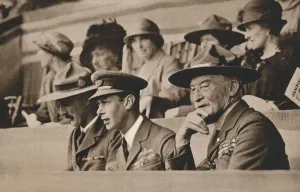 Boy Scout Movement Gallery: The Duke of York (later King George VI) with Lord Baden-Powell at a Jamboree, Wembley, 1924