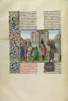 Diplomatic Prints: The Dukes of Berry and Burgundy Departing from Paris to Meet with the Duke of Bretagne; c1390ss