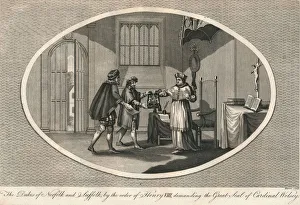 Cardinal Prints: The Dukes of Norfolk and Suffolk demanding the Great Seal of Cardinal Wolsey, 1529 (1793)