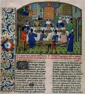 The Dukes of York, Gloucester and Ireland dine with Richard II, 15th century. Creator: Unknown
