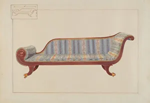Chaise Longue Prints: Duncan Phyfe Sofa, c. 1937. Creator: Edward L Loper