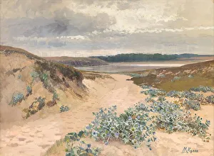 Tempera On Paper Prints: Dune landscape in Brittany, around 1910. Creator: Marie Egner