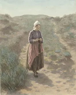 Knitting Prints: In the dunes in Zandvoort, 1862. Creator: David Adolf Constant Artz