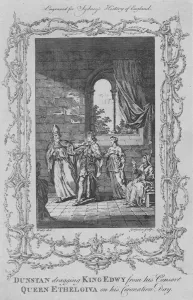 Duty Prints: Dunstan dragging King Edwy from his Consort Queen Ethelgiva on his Coronation Day, 1773