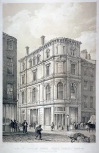 Fleet Street Prints: Dunstan House, on the corner of Fleet Street and Whitefriars Street, City of London, c1842