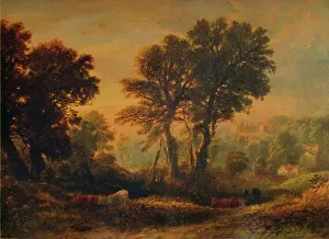 Anthony Vandyke Copley Fielding Gallery: Dunster Castle: Sunset, c1850, (1935). Artist: Anthony Vandyke Copley Fielding