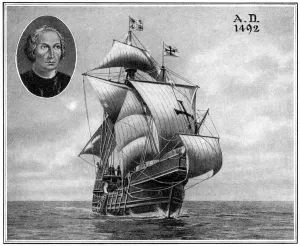 Americas Prints: A duplicate of one of Christopher Columbus sailing ships, 1922