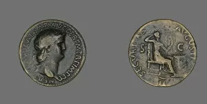Claudius Domitius Caesar Nero Gallery: Dupondius (Coin) Portraying Emperor Nero, 63. Creator: Unknown